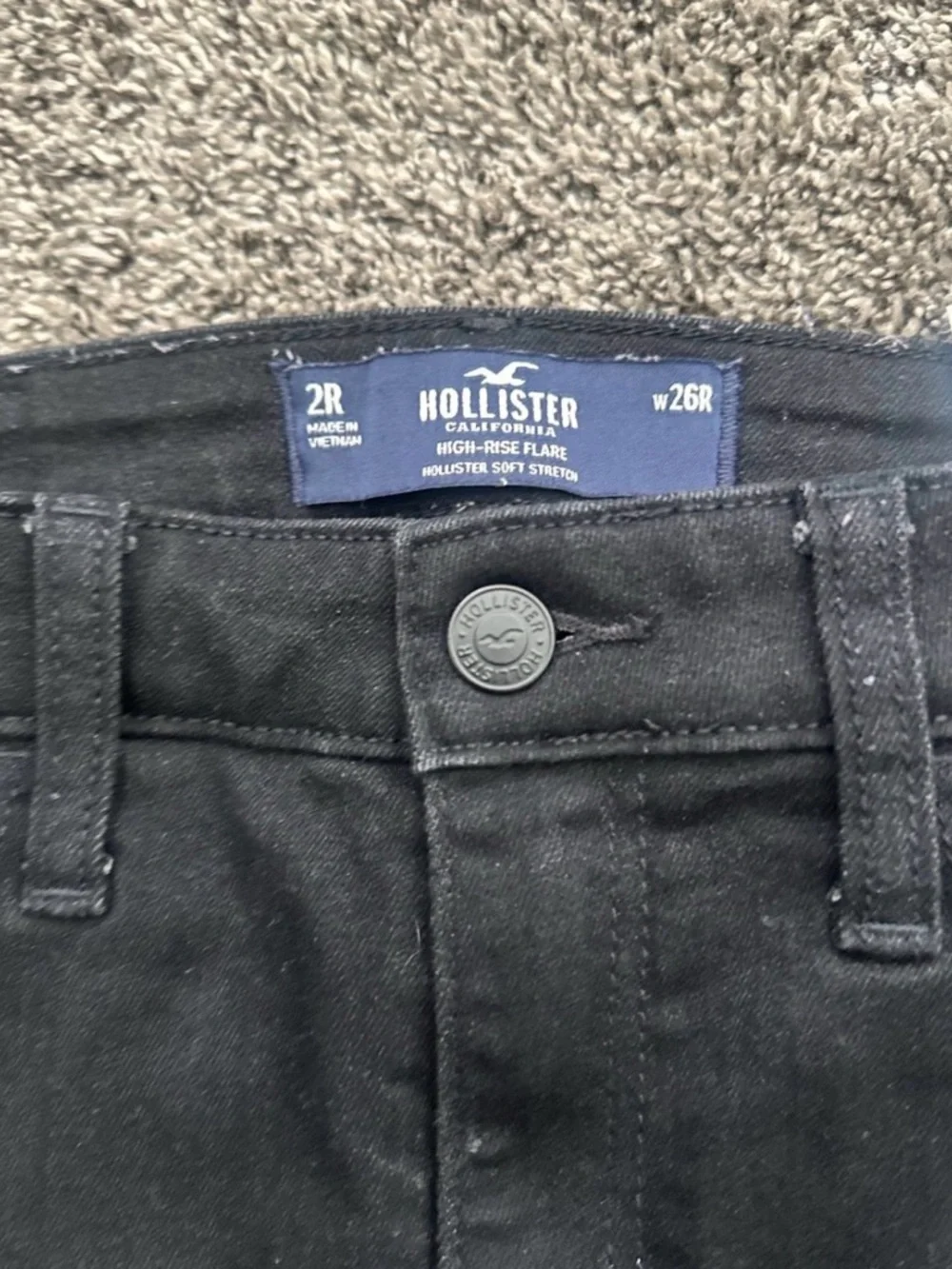 Hollister High-Rise Black Flare Jeans Size 2R 0402 - Picture 2 of 2
